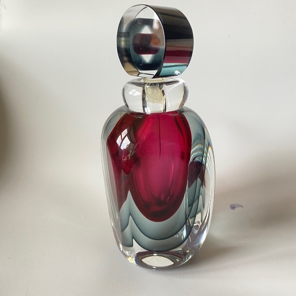 Vintage MURANO Perfume Bottle: Sommerso Effect, Etched "Luigi Onesto" Signature - Picture 12 of 17